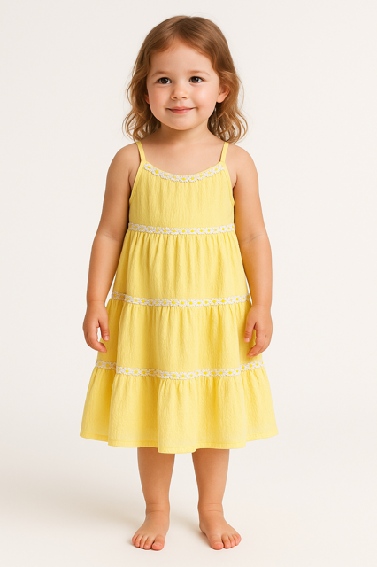 Yellow Dress with Flowers - Size 6T