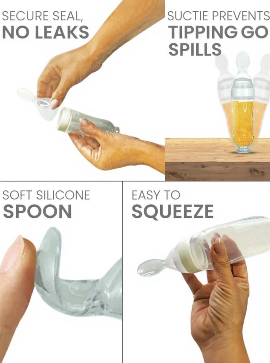 Baby Food Squeeze Bottle With Spoon