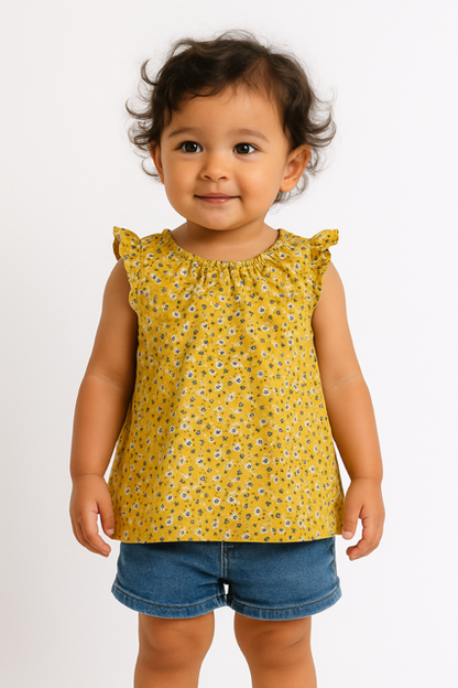 Sleeveless Shirt with Flower Decor - Size 3T
