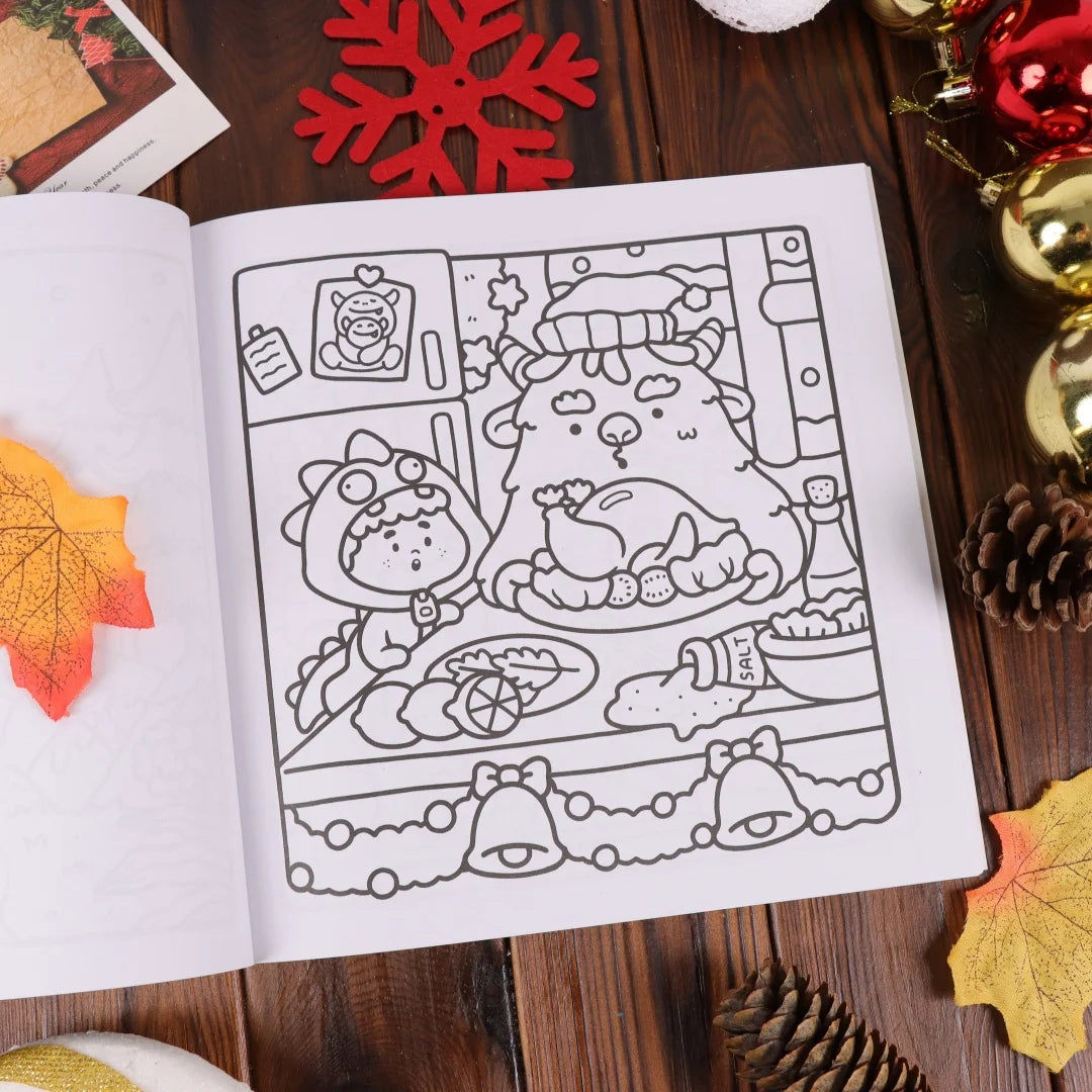 Christmas Cartoon Coloring Activity Book