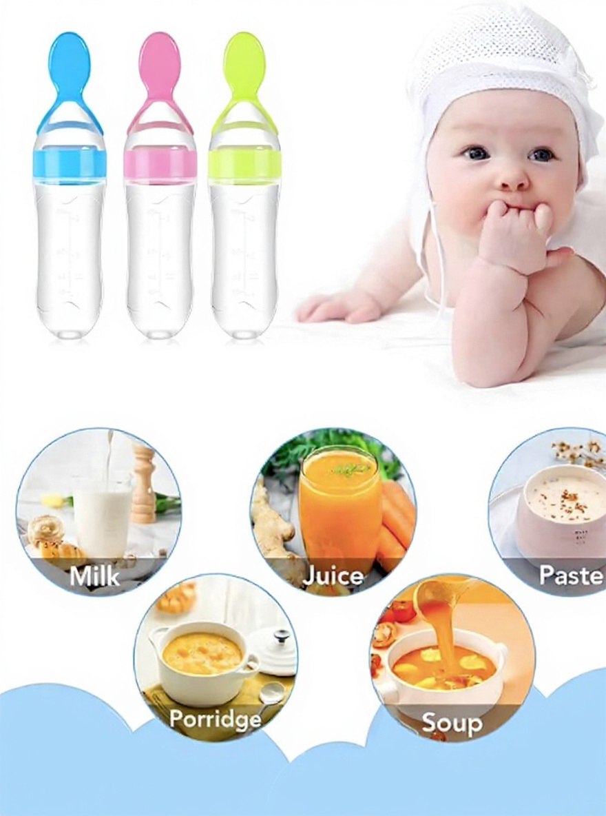 Baby Food Squeeze Bottle With Spoon
